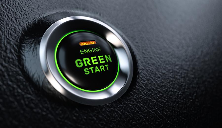 Green engine start button